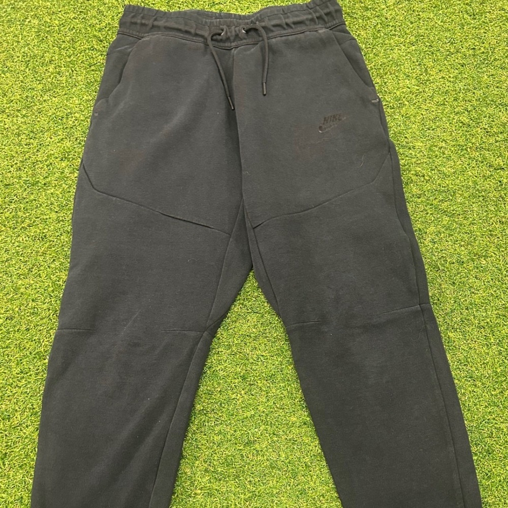 Nike Tech‎ Fleece Joggers Mens Large Black Sweatpants Tapered Bonded Zip Pocket